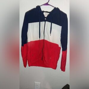 Colorblock Hoodie in Red, White, and Blue